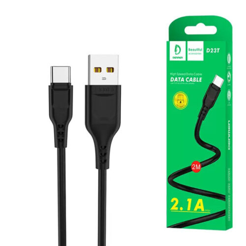 KABEL USB TYP-C DENMEN 2.1A CZARNY 2M USB 2.1A D23 6973224870398