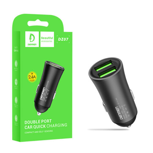 ŁADOWARKA SAMOCHODOWA 12W CZARNA DENMEN 2.4A 2400mA DUAL FAST CHARGING DZ07 ALUMINIOWA 6973224872385