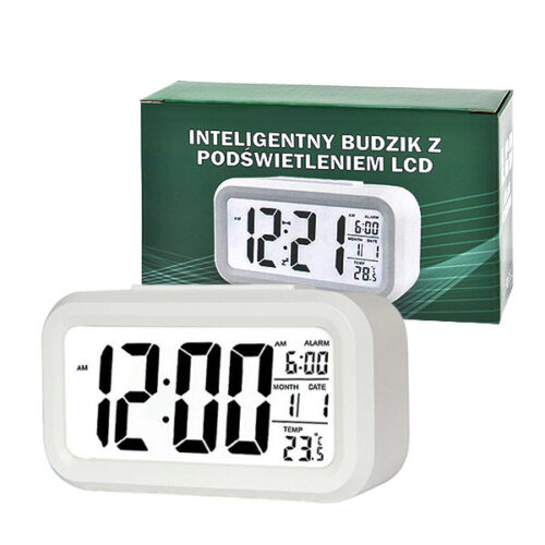 ZEGAR BUDZIK TRUSTY DUŻY LCD BIAŁY TR-ZG21 5904238702093