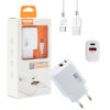 ŁADOWARKA SIECIOWA 3A 18W + KABEL TYP-C BIAŁA SOMOSTEL POWER DELIVERY QC3.0  SMS-Q01 PD+USB