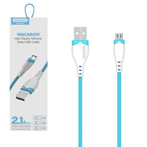 SOMOSTEL KABEL USB MICRO 2.1A NIEBIESKI 2100mAh QUICK CHARGER 1.2M POWERLINE SMS-BP04 MACARON 5904238702949