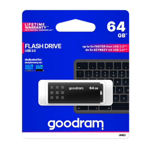 PENDRIVE 64GB GOODRAM UME3 USB 3.0 PAMIĘĆ PRZENOŚNA TGD-UME30640K0R11 5908267935774