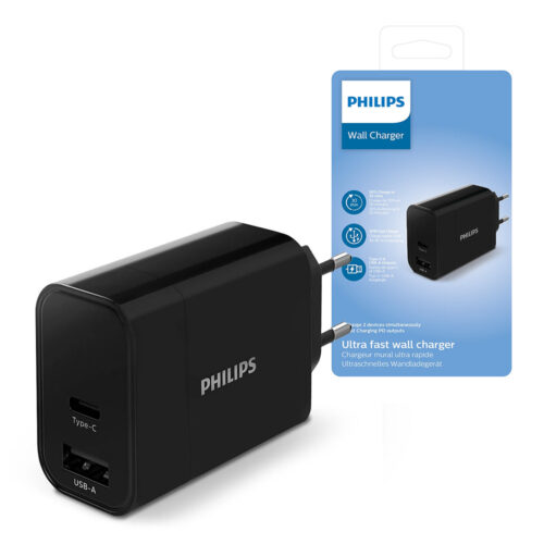 ŁADOWARKA PHILIPS 30W USB+TYP-C PD QC Phil-DLP2621/12 4895229103719
