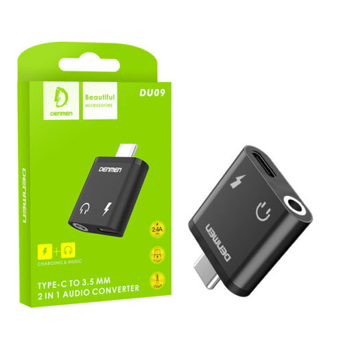 ADAPTER HF TYP-C DENMEN CZARNY AUDIO JACK + ZASILANIE DU09 6973224872743