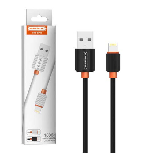 KABEL USB IPHONE 2A SOMOSTEL CZARNY 2000mAh QUICK CHARGER 1M POWERLINE SMS-BP03 BLACK 5904238713228