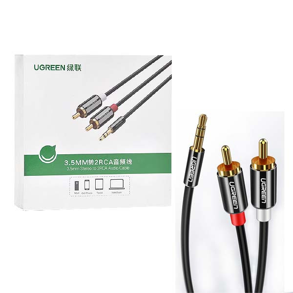 UGREEN KABEL STEREO 1,5M CHINCH RCA DO JACK 3,5 CALA METAL 5904238706237
