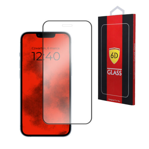 SZKŁO 6D IPHONE 14 PRO MAX SZKŁO PROFILOWANE HARTOWANE FULL COVER CZARNA RAMKA 5907551300014
