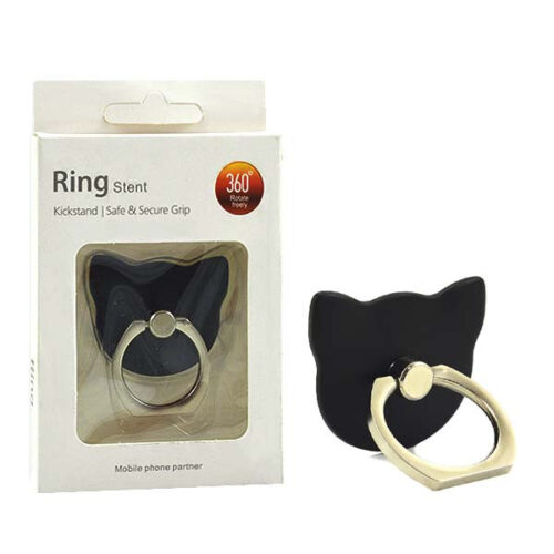 UCHWYT TELEFONU STOJAK KOT CZARNY UNIWERSALNY VEGA NA RĘKĘ RING HOLDER 5902012965993