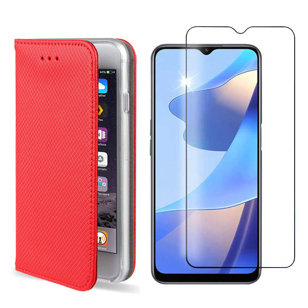 ZESTAW KABURA MAGNETO SAMSUNG  A15 4G / A15 5G CZERWONY + SZKŁO HARTOWANE OCRONNE 5904238715536