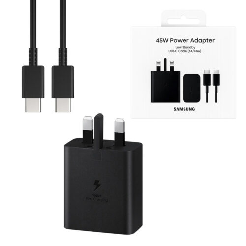 SAMSUNG ŁADOWARKA SIECIOWA TYP-C PD EP-T4511 45W CZARNY 3A + KABEL TYP-C - TYP-C - UK connector 8806094265422