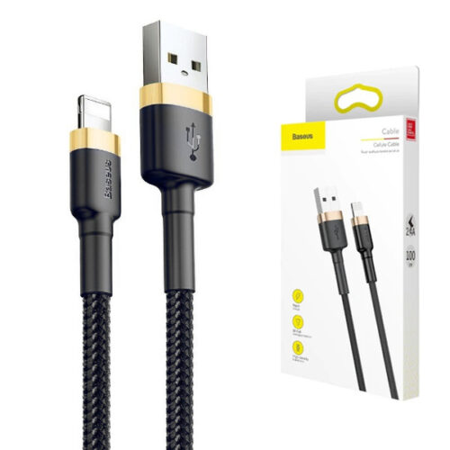 KABEL USB LIGHTNING BASEUS CAFULE 2.4A 1M (ZŁOTO-CZARNY) 6953156274990
