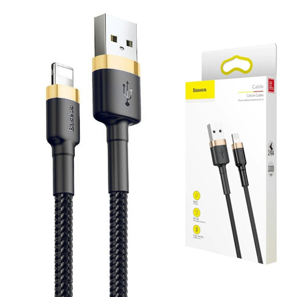 KABEL USB LIGHTNING BASEUS CAFULE 2.4A 1M (ZŁOTO-CZARNY) 6953156274990