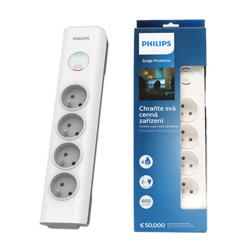 PRZEDŁUŻACZ SIECIOWY PHILIPS LISTWA ZASILAJĄCA PRZEPIĘCIOWA 4 GNIAZDA 2M BIAŁY 16A SPN7040WA/60 4895229115774
