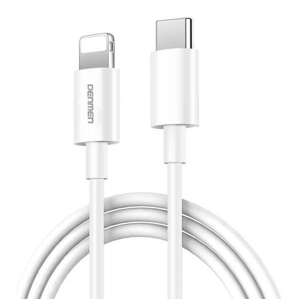 DENMEN KABEL USB PD TYP-C - LIGHTNING 20W 3,6A WZMACNINANY BIAŁY 2M D65 6973224877526