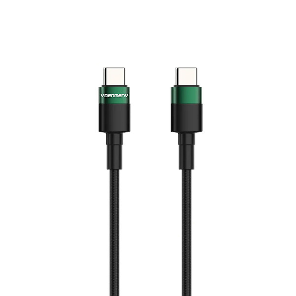 KABEL USB TYP-C DO TYP-C PD USB-C DENMEN CZARNY OPLOT 1M D62 100W 6973224877533