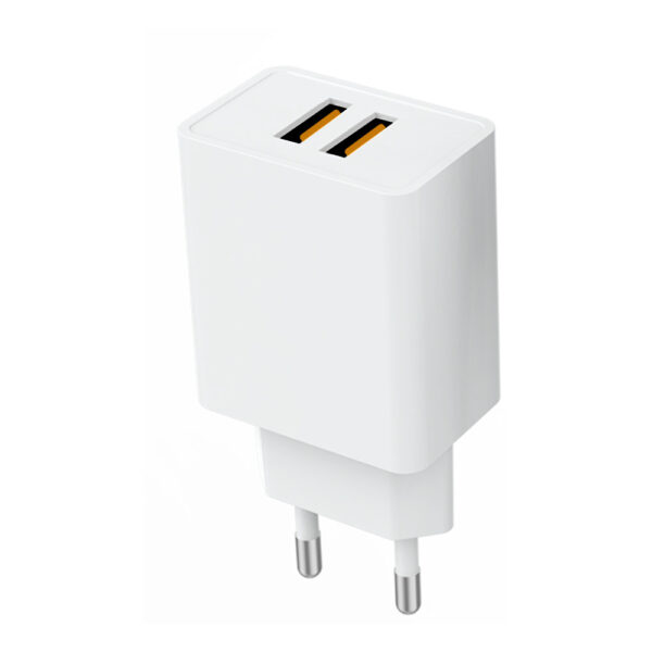 ŁADOWARKA SIECIOWA 2.1A 10W  BIAŁA DENMEN 2100mA 2xUSB DC02 + KABEL IPHONE WHITE 6973224870404