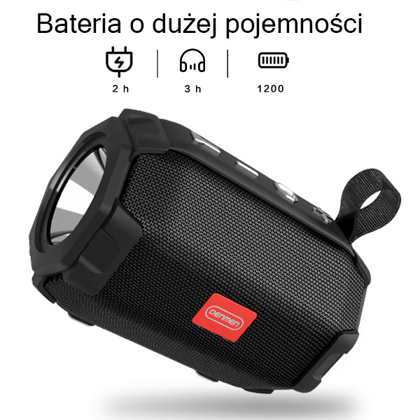 GŁOŚNIK BLUETOOTH SPEAKER DENMEN 3W CZARNY TF BT 5.0 ROZMOWY DR07 6973224871036