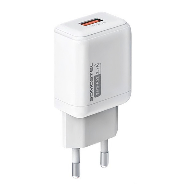 ŁADOWARKA SIECIOWA 2.1A  USB BIAŁY SOMOSTEL 2100mA 10W SMS-A52 10W