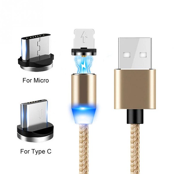 ECOBOX KABEL USB 3W1 MAGNETYCZNY 360 ZŁOTY IPHONE MICRO TYP-C  IPHONE 5902012965016