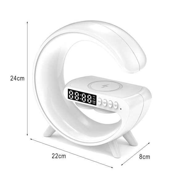 ECOBOX LAMPKA NOCNA LED ŁADOWARKA INDUKCYJNA QI GŁOŚNIK ZEGAR BUDZIK RGB DUŻA 5904238718919