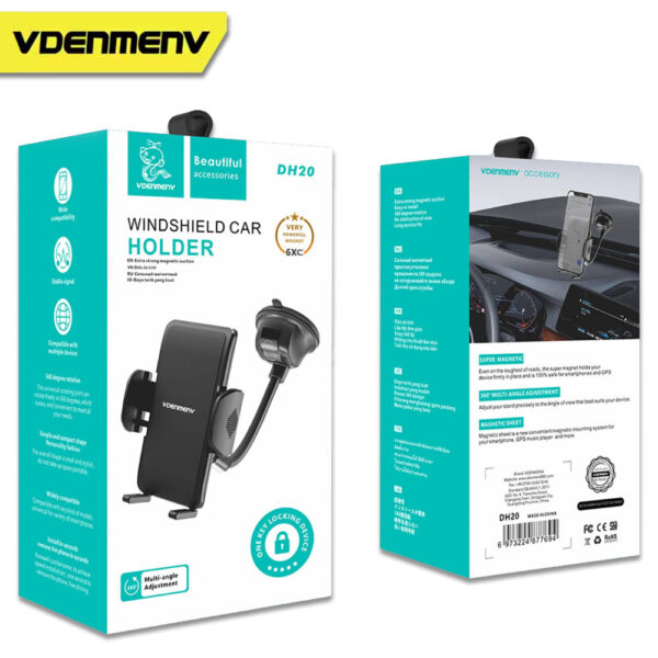 DENMEN UCHWYT SAMOCHODOWY KOKPIT SZYBA CZARNY DH20 6973224877694
