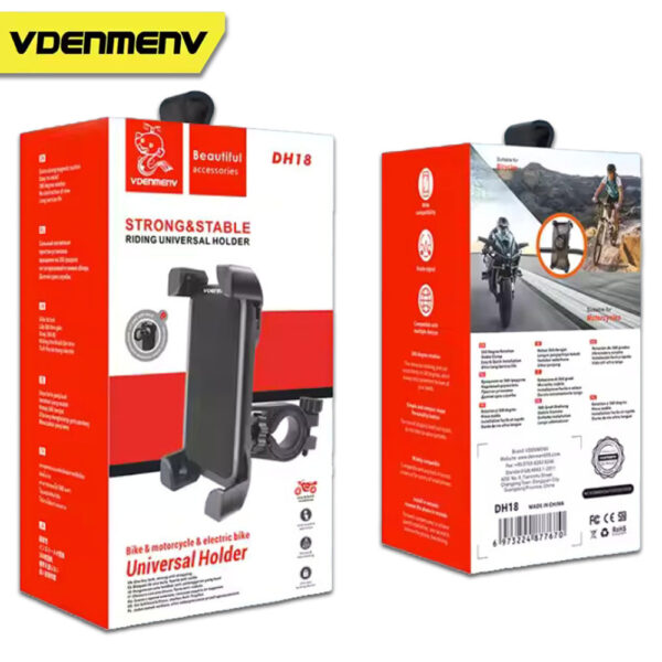 DENMEN UCHWYT MOTOCYKLOWY ROWEROWY CZARNY DH18 6973224877670