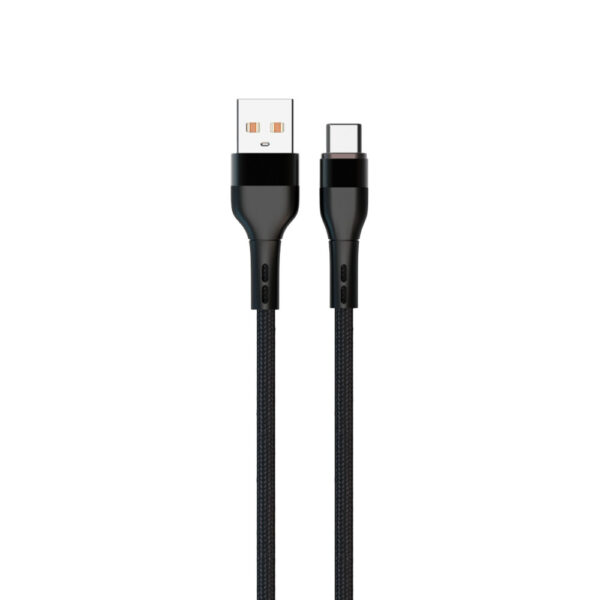 KABEL USB TYP-C DENMEN CZARNY OPLOT TYP-C 2.4A 60W QC3.0 D60T-B 6973224877458