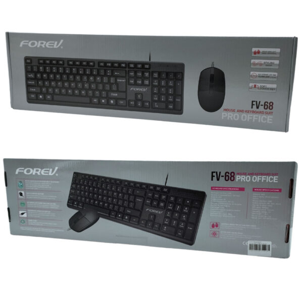 FOREV KLAWIATURA PRZEWODOWA + MYSZ ZESTAW  CZARNA FV-68 5904238716397