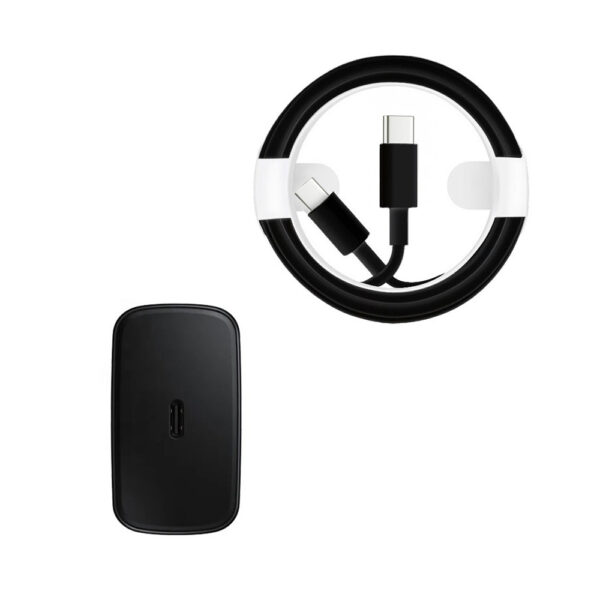 LITTE ŁADOWARKA SIECIOWA 45W CZARNA PD TYP-C SINGLE  +  KABEL USB PD TYP-C DO TYP-C 3A 2M CZARNY USB3.0