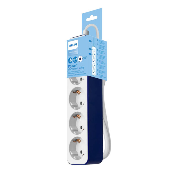 PRZEDŁUŻACZ SIECIOWY PHILIPS LISTWA ZASILAJĄCA BIAŁA 4 GNIAZDA SCHUKO 1,5M CHP2145U/58 4895229136892