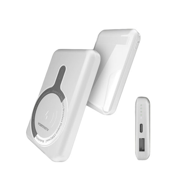 POWER BANK DENMEN BATERIA AWARYJNA 10000mAh +15W BIAŁA MAGSAFE DP18 USB + TYP-C 6973224874945