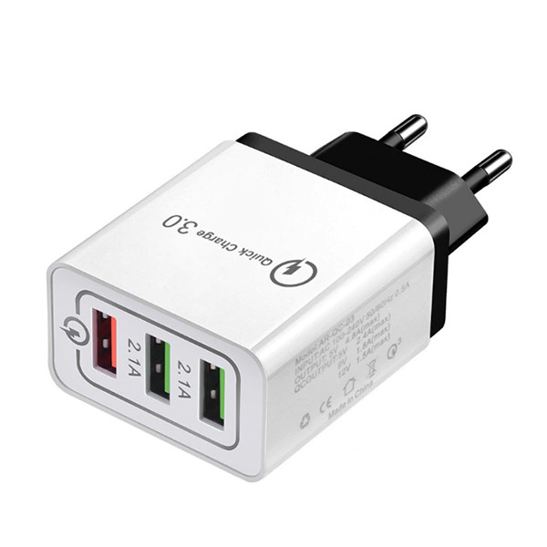 ŁADOWARKA SIECIOWA 2A BIAŁA VEGA FASTON QUICK 3.0 FAST CHARGER 2400mA 3XUSB 18W 5902012966471