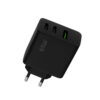 ECOBOX ŁADOWARKA SIECIOWA GAN PD 2xUSB-C 1xUSB 65W T6530 CZARNY + KABEL TYP-C DO TYP-C 5A 100W 1M CZARNY