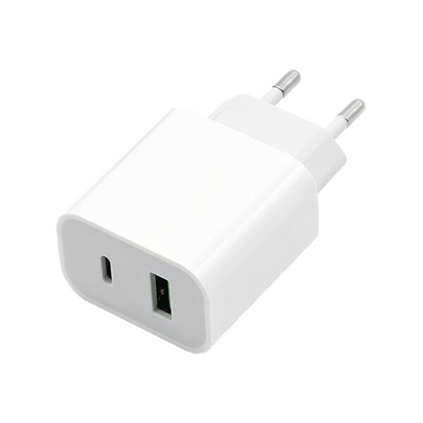 ŁADOWARKA SIECIOWA 3A 20W BIAŁA DENMEN 3600mA DC21 USB+TYP-C PD+C3.0 + KABEL USB TYP-C DO TYP-C PD USB-C 3,6A DENMEN BIAŁY 1M D20C 100W