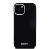 DKNY LIQUID SILICONE SILVER METAL LOGO MAGSAFE CASE FOR IPHONE 15 CZARNY 3666339265717