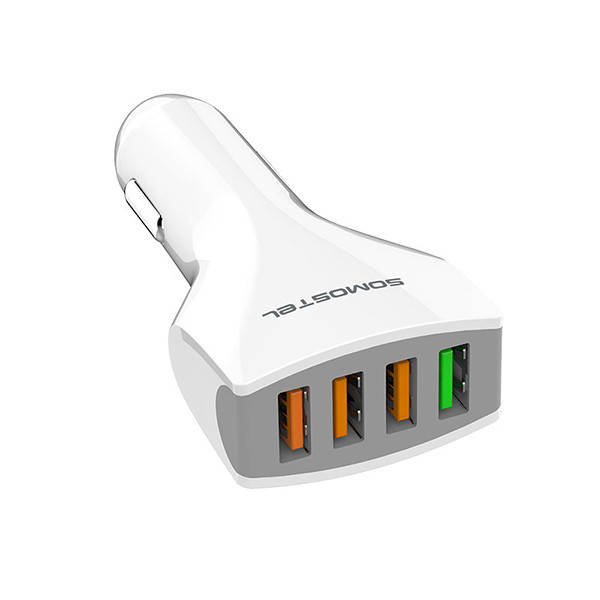 ŁADOWARKA SAMOCHODOWA 3A+2.4A BIAŁA SOMOSTEL 3100mA + 2400mA 4XUSB DUAL SA66W QUICK CHARGE QC 3.0 SMS-A66 5902012966693
