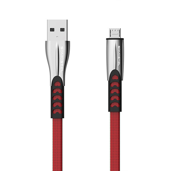 KABEL USB MICRO 2.4A SOMOSTEL CZERWONY 2400mAh QUICK CHARGER QC 3.0 1M POWERLINE SMS-BW02 5902012967805