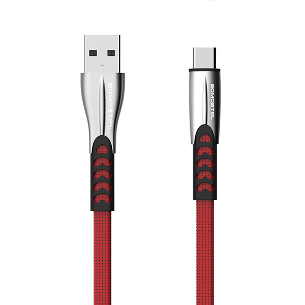 KABEL USB TYP-C 2.4A SOMOSTEL CZERWONY 2400mAh QUICK CHARGER QC 3.0 1M POWERLINE SMS-BW02 5902012967799