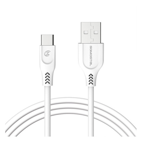KABEL USB TYP-C 3.1A SOMOSTEL BIAŁY 3100mAh QUICK CHARGER QC 3.0 1.2 M POWERLINE SMS-BT09 ECL 5902012966860