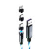 KABEL USB 3W1 3.1A SOMOSTEL MAGNETIC LED BLUE QUICK CHARGER QC 1.2M POWERLINE SMS-BY04 TYP-C MICRO IPHONE 5904238704233