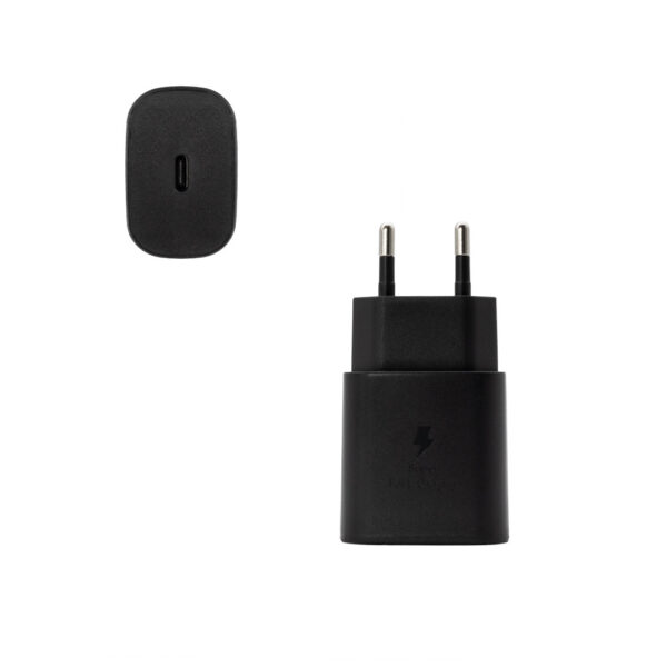 ECOBOX ŁADOWARKA SIECIOWA 3,6A 25W CZARNA PD TYP-C TA800 DC03 + KABEL USB PD TYP-C - TYP-C 1M