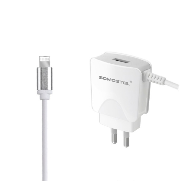 ŁADOWARKA SIECIOWA 2A KABEL IPHONE  BIAŁA SOMOSTEL 2100mA SMS-A03 5902012967706