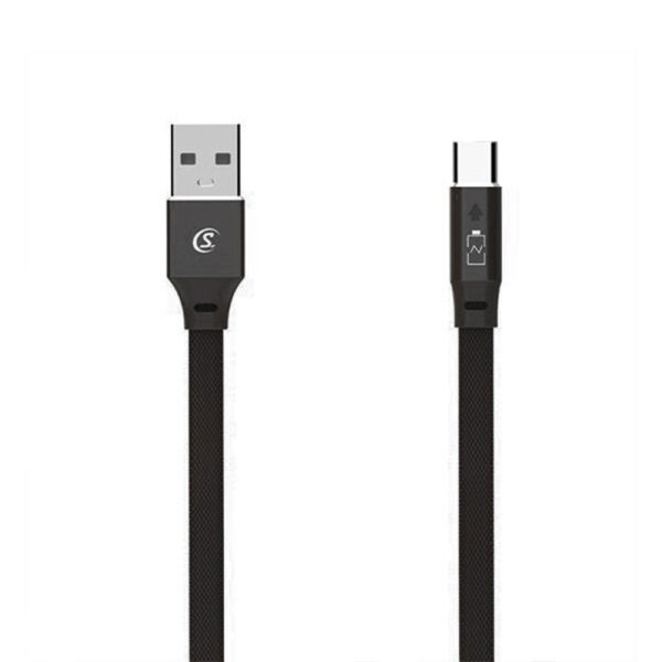 KABEL USB TYP-C 2.4A SOMOSTEL CZARNY 2400mAh QUICK CHARGER QC 3.0 1M USB-C PŁASKI SMS-BW04 5902012968390