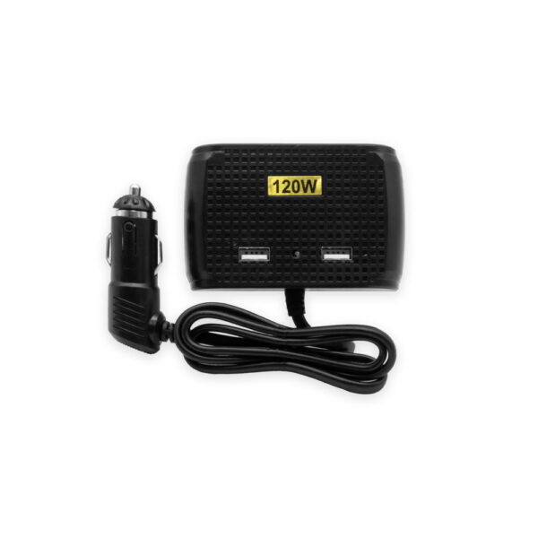 ECOBOX ROZGAŁĘZIACZ ROZDZIELACZ GNIAZDA ZAPALNICZKI CAR FIRE 3 GNIAZDA + USB 4.2A CZARNY 120W 5902270733150