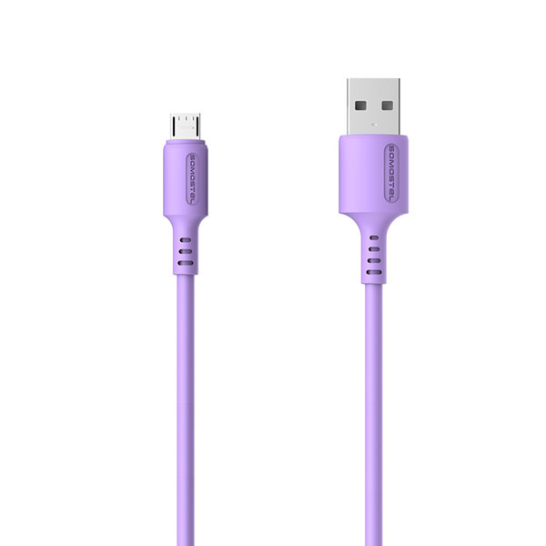 SOMOSTEL KABEL USB MICRO 3A FIOLETOWY 3100mAh QUICK CHARGER 1.2M POWERLINE SMS-BP06 MACARON 5902012968901