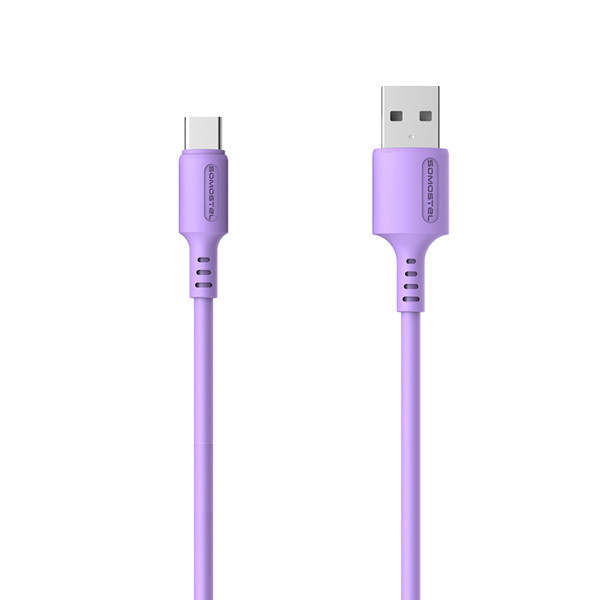 KABEL USB TYP-C 3A SOMOSTEL FIOLETOWY 3100mAh QUICK CHARGER 1.2M POWERLINE USB-C SMS-BP06 MACARON 5902012968888