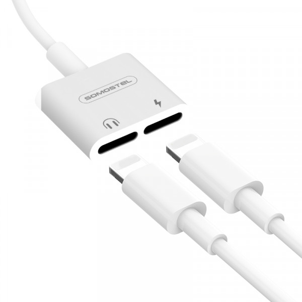 ADAPTER HF IPHONE SOMOSTEL BIAŁY SMS-BZ05 AUDIO IPHONE + ZASILANIE 5902012969076