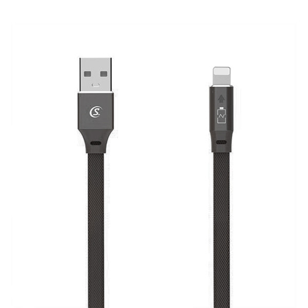 KABEL USB IPHONE 2.4A SOMOSTEL CZARNY 2400mAh wzmacniany 3.0 1M PŁASKI SMS-BW04 5902012969427