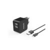 ŁADOWARKA SIECIOWA 3A 15,5W CZARNA PHILIPS + KABEL TYP-C USB-C 3100mA 2XUSB DUAL QUICK CHARGE Phil-DLP2307A/12 6959033844119