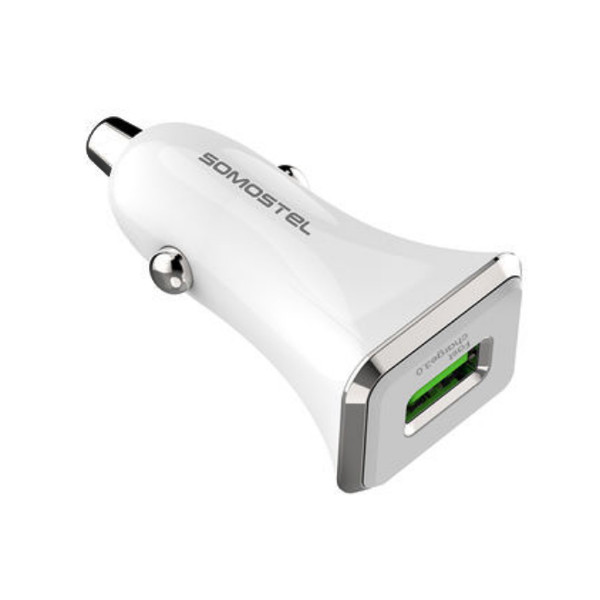 ŁADOWARKA SAMOCHODOWA 3A + KABEL IPHONE BIAŁA SOMOSTEL 3100mA SMS-A43 QUICK CHARGE QC 3.0